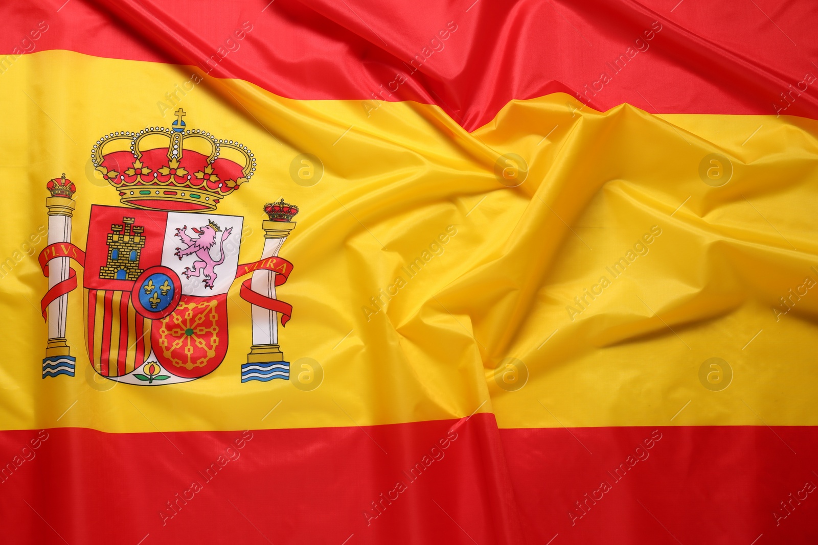 Photo of Flag of Spain as background, top view. National symbol