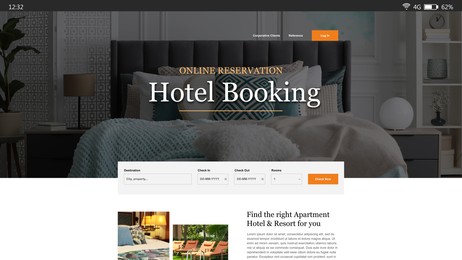 Online hotel booking website interface with information