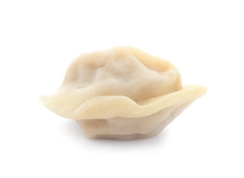 Photo of Tasty fresh boiled dumpling on white background