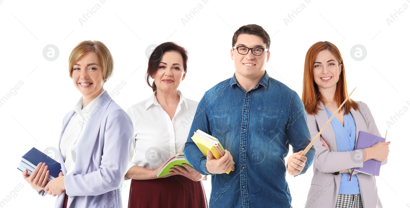 Image of Group of teachers on white background. Banner design