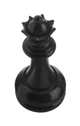 Photo of Black wooden chess queen isolated on white