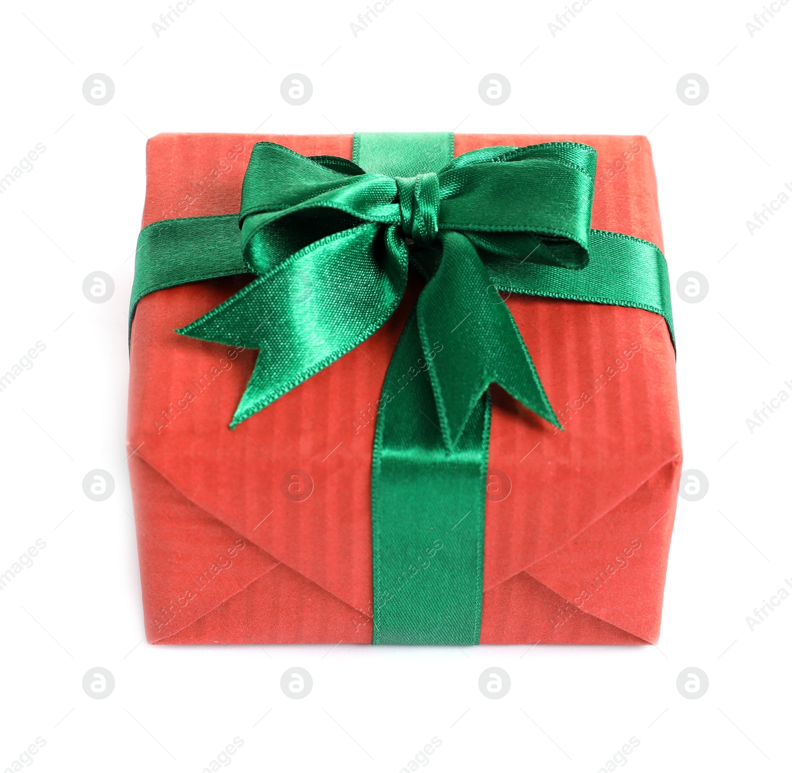 Photo of Beautifully wrapped gift box on white background