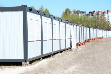 Photo of New modular houses for internally displaced persons outdoors