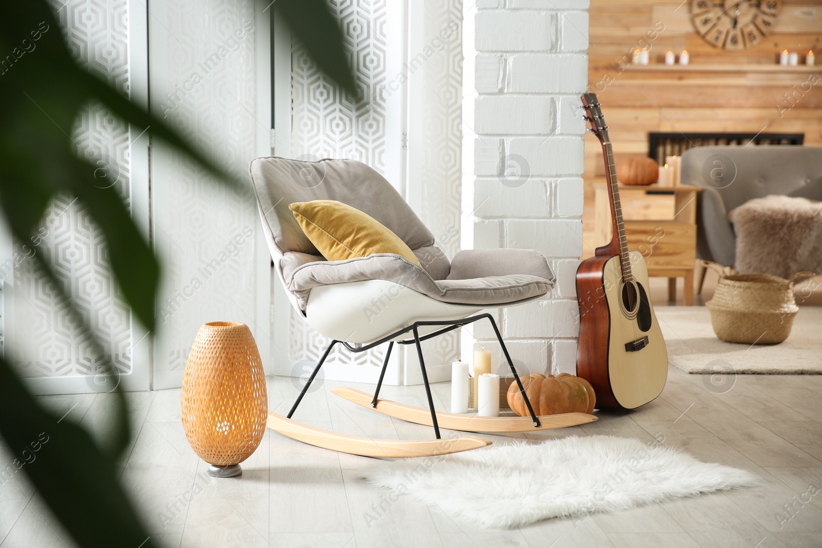 Photo of Cozy living room interior inspired by autumn colors