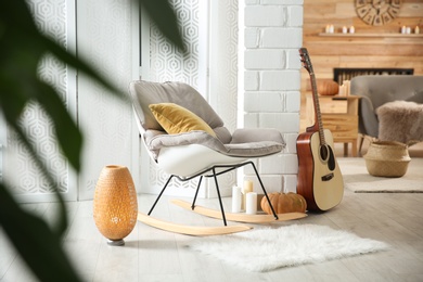 Cozy living room interior inspired by autumn colors