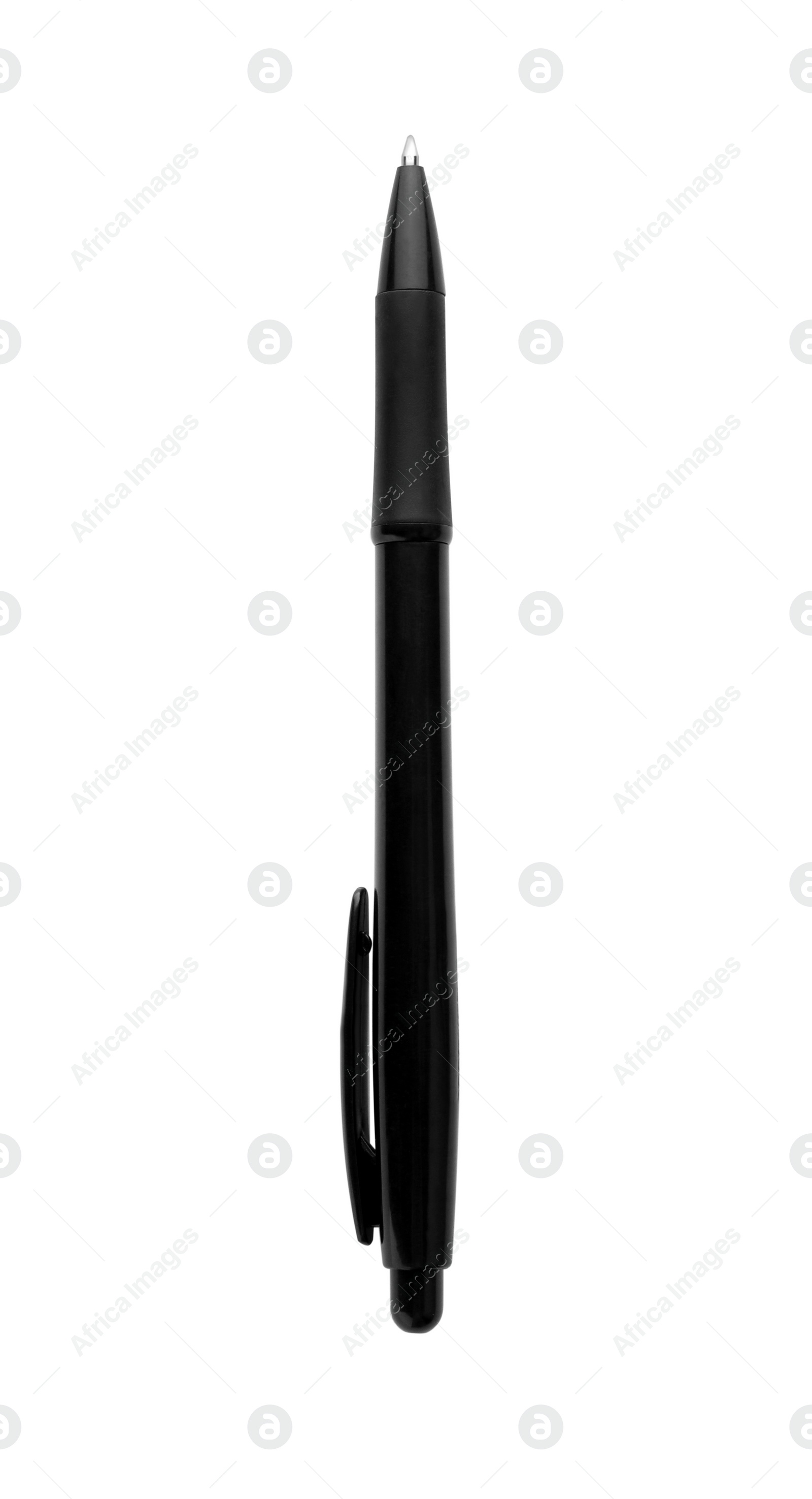 Photo of New retractable pen isolated on white. School stationery