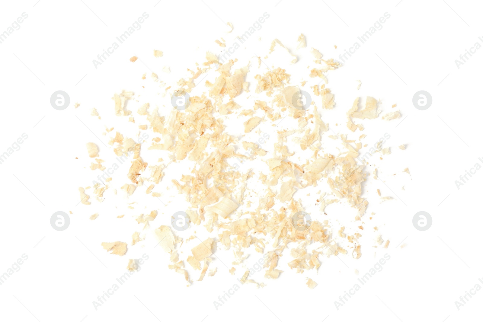 Photo of Natural sawdust isolated on white, top view