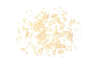 Natural sawdust isolated on white, top view