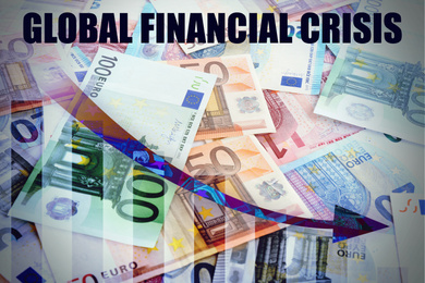 Money and chart. Coronavirus impact on global financial crisis