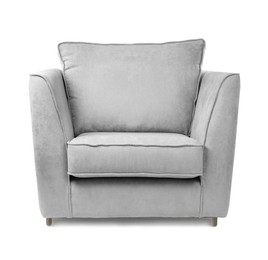 One comfortable grey armchair isolated on white