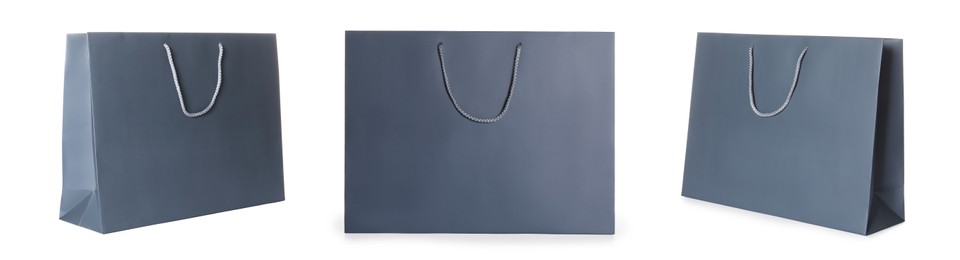 Image of Grey shopping bag isolated on white, different sides