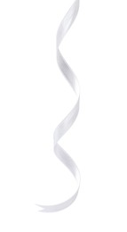 One white satin ribbon isolated on white