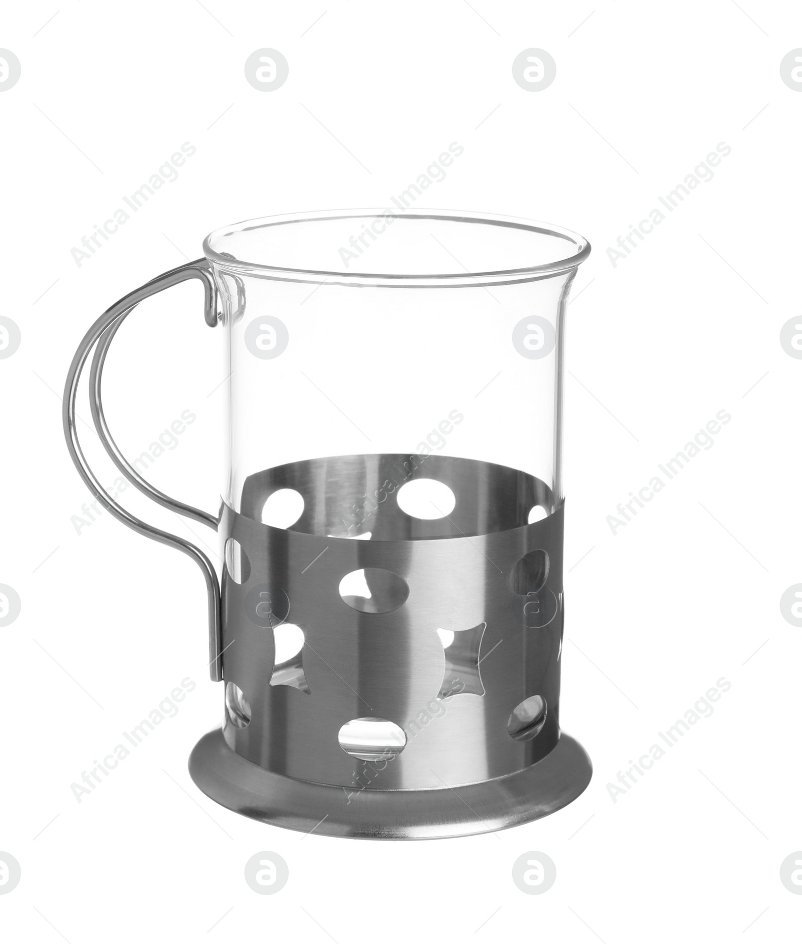 Photo of Traditional tea glass holder on white background