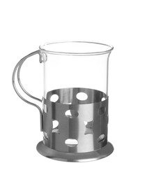 Traditional tea glass holder on white background