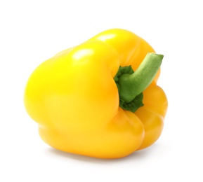 Photo of Ripe yellow bell pepper isolated on white