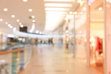 Blurred view of modern shopping mall interior. Bokeh effect