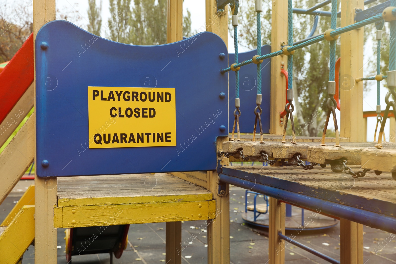 Photo of View of playground closed during COVID-19 quarantine