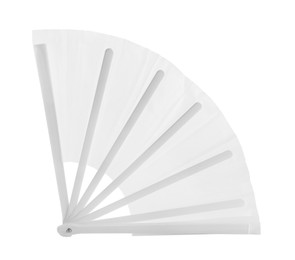 Photo of Opened light hand fan isolated on white