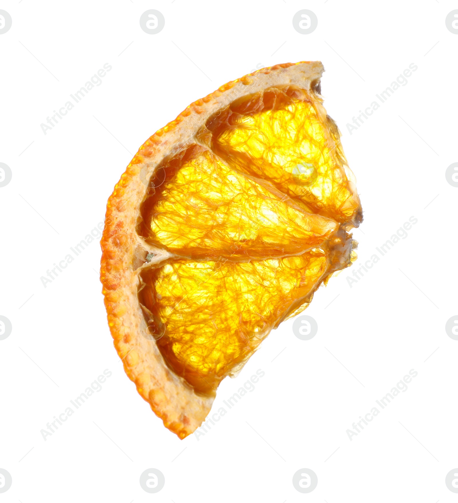Piece of dry orange slice isolated on white Photo of Piece of dry orange slice isolated on white