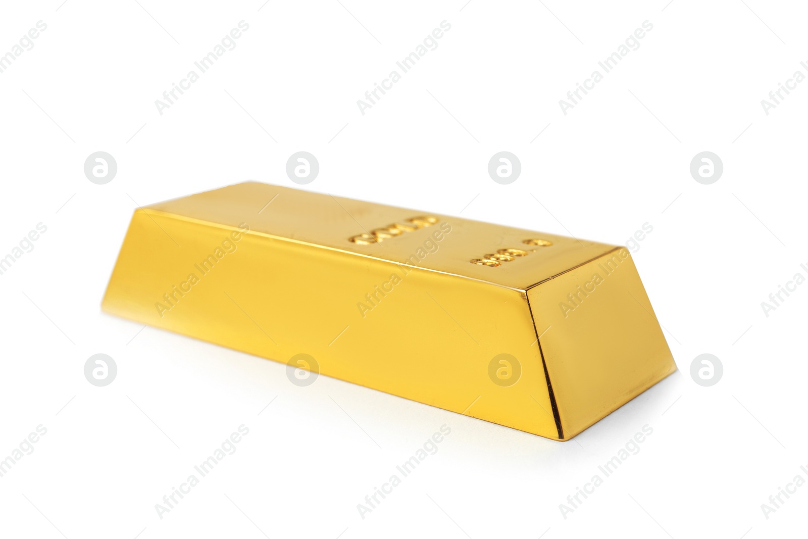 Photo of Precious shiny gold bar on white background