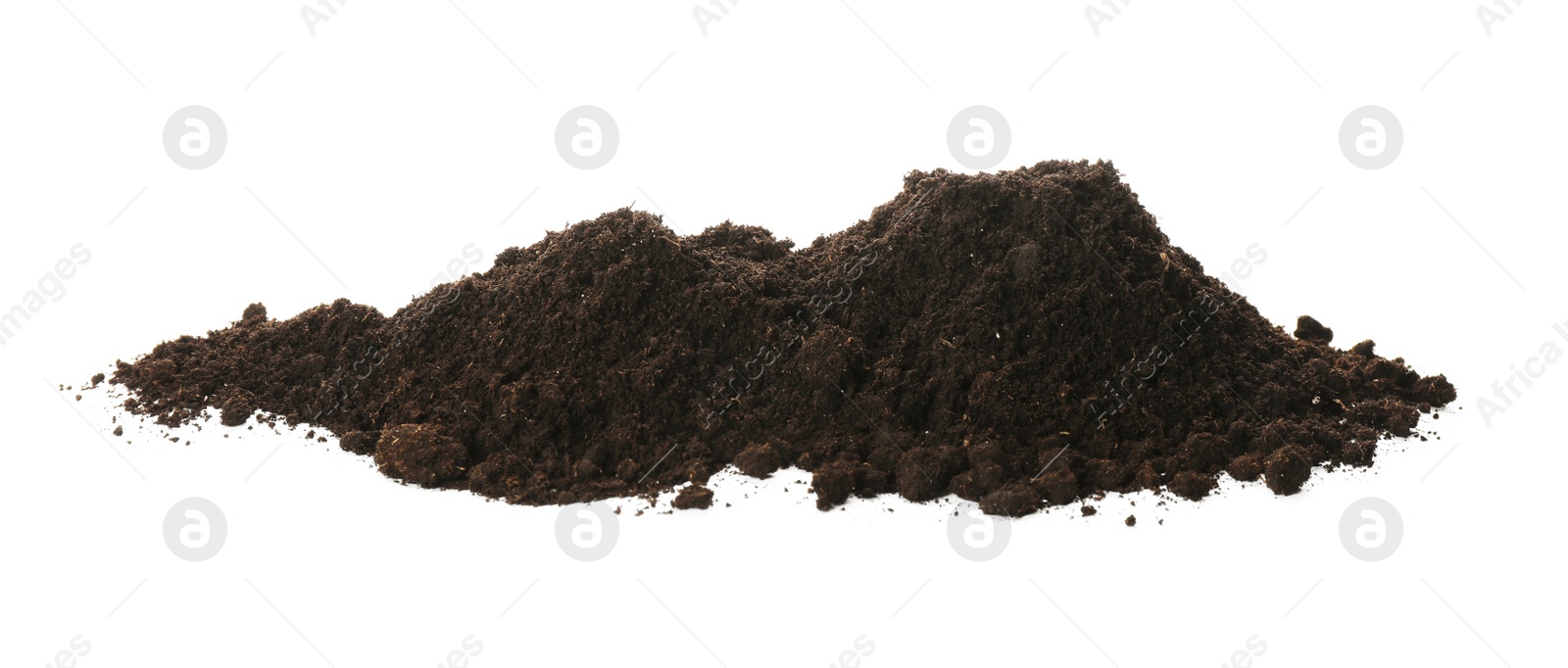 Photo of Pile of soil on white background. Fertile ground