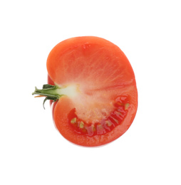 Half of fresh tomato isolated on white, top view