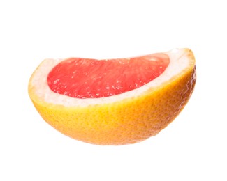 Citrus fruit. Slice of fresh ripe grapefruit isolated on white