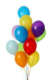 Photo of Bunch of colorful balloons on white background