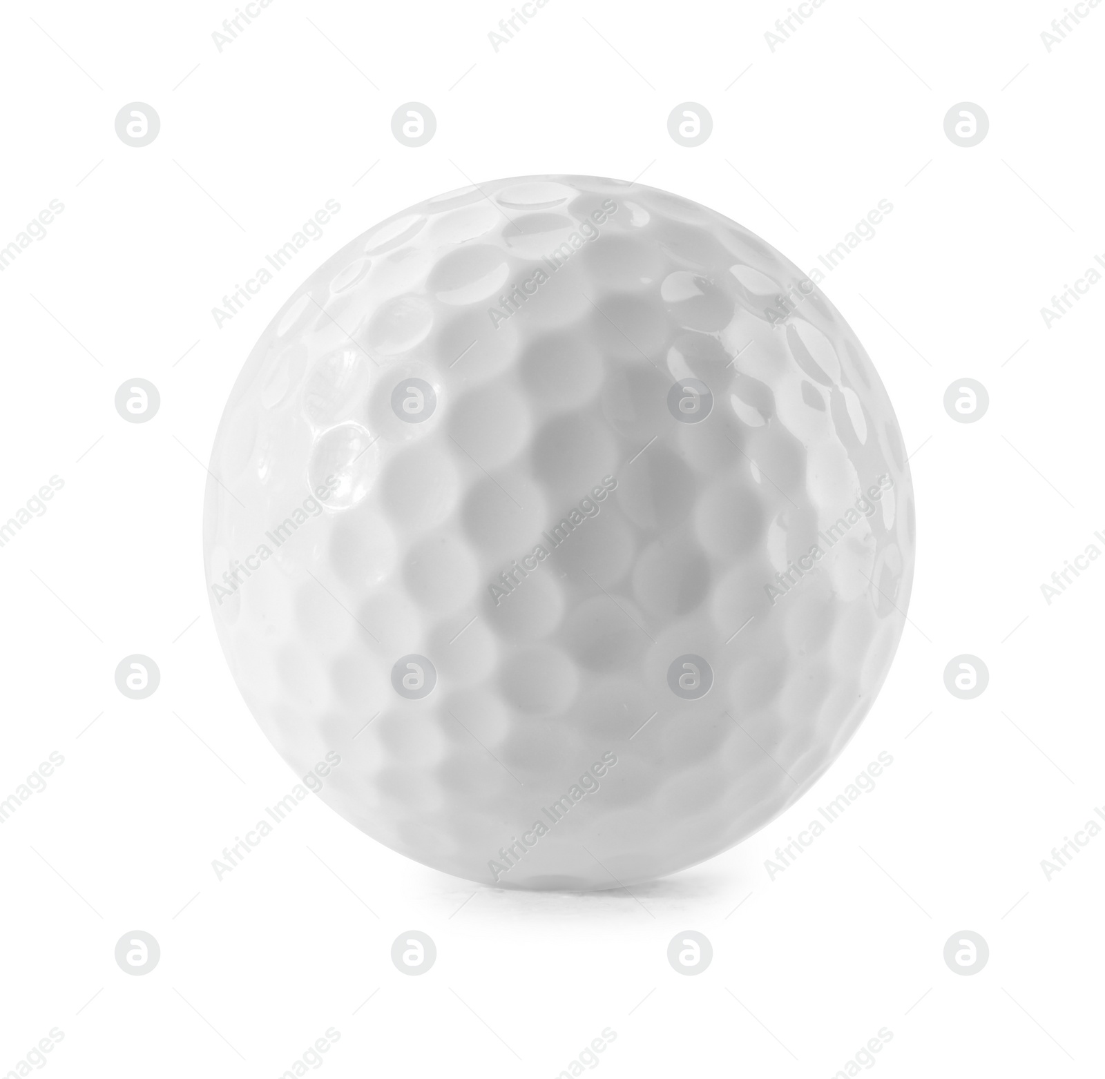 Photo of One golf ball isolated on white. Sport equipment