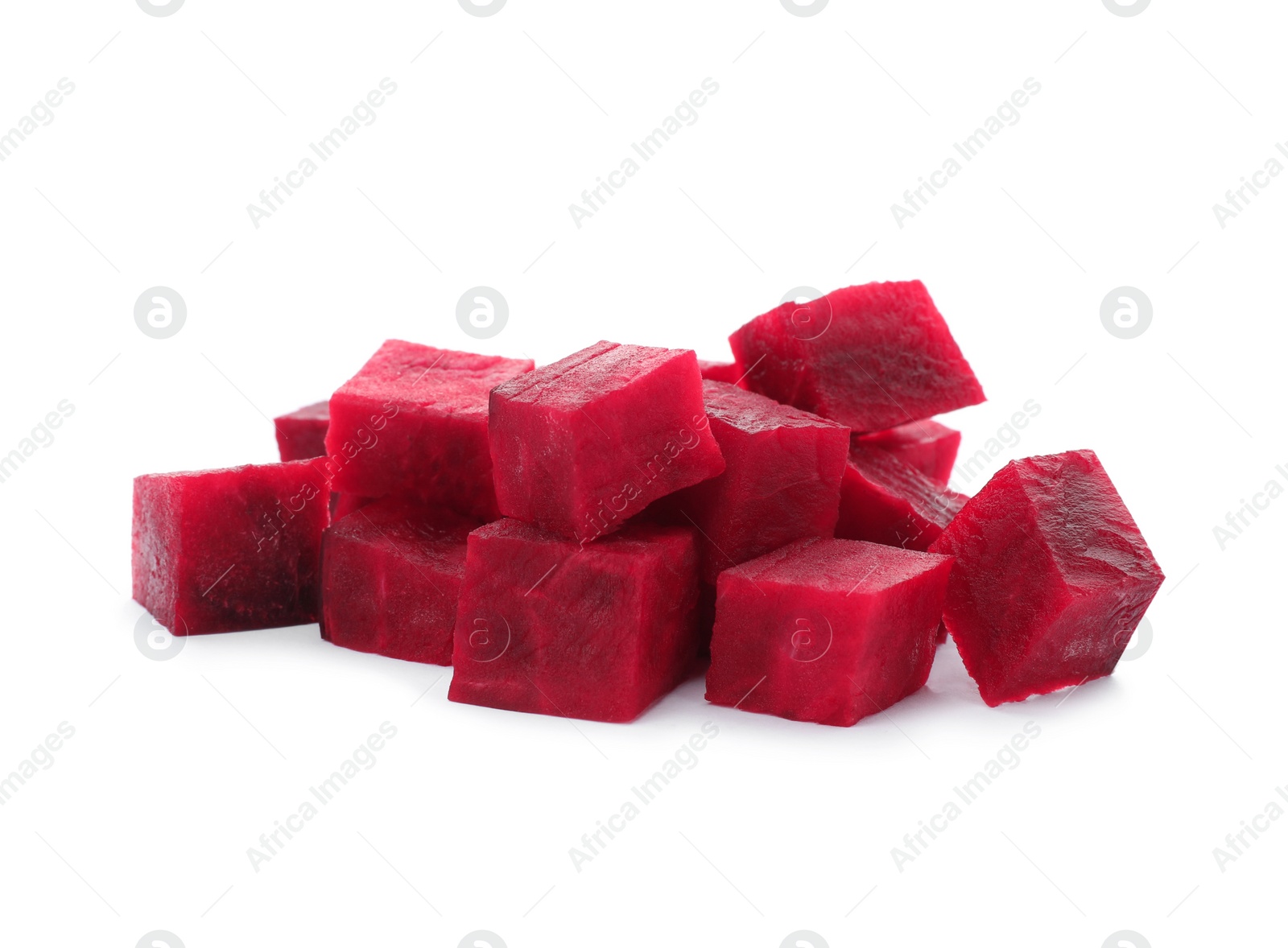 Photo of Cut beet on white background. Taproot vegetable