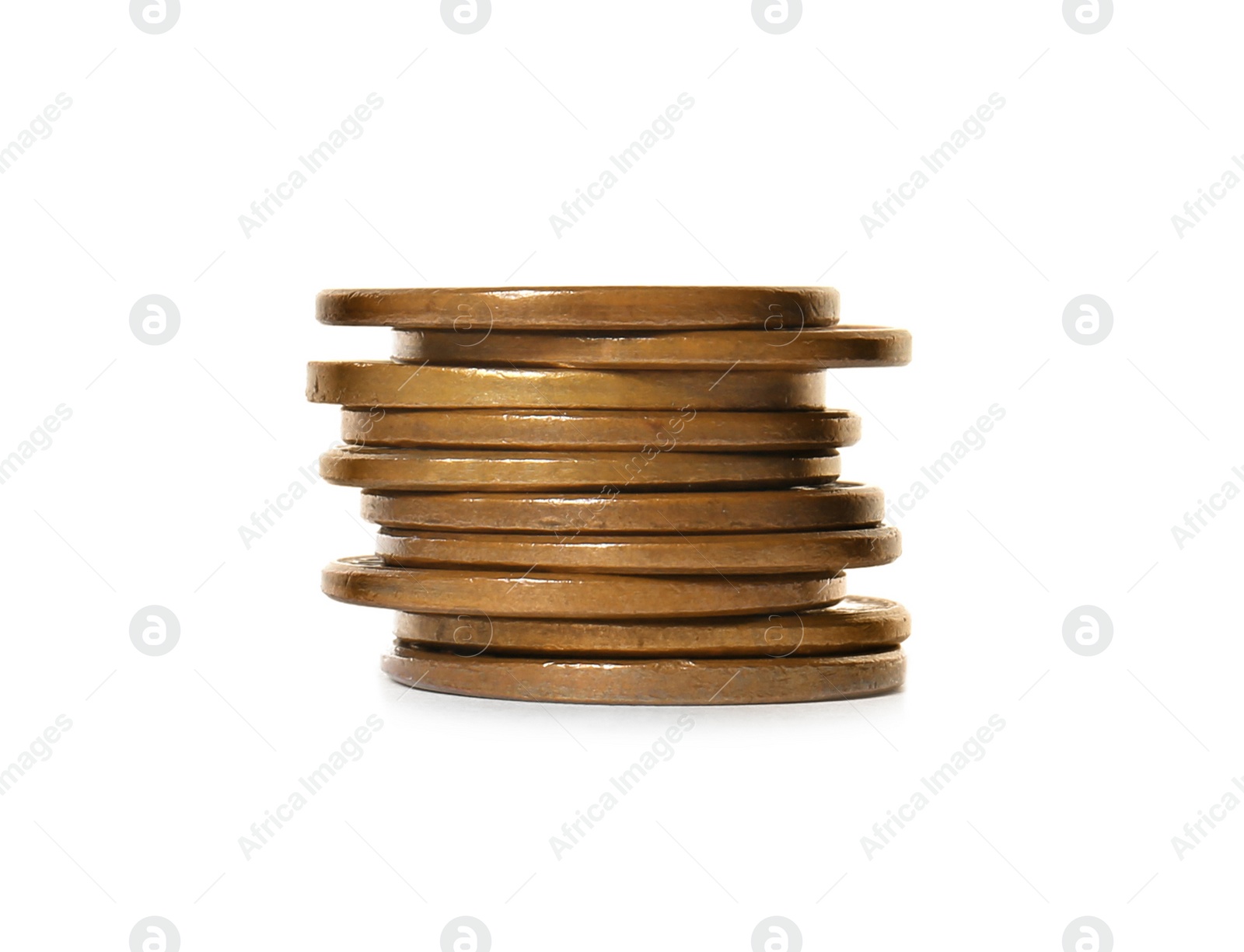 Photo of Stack of coins on white background. Investment concept