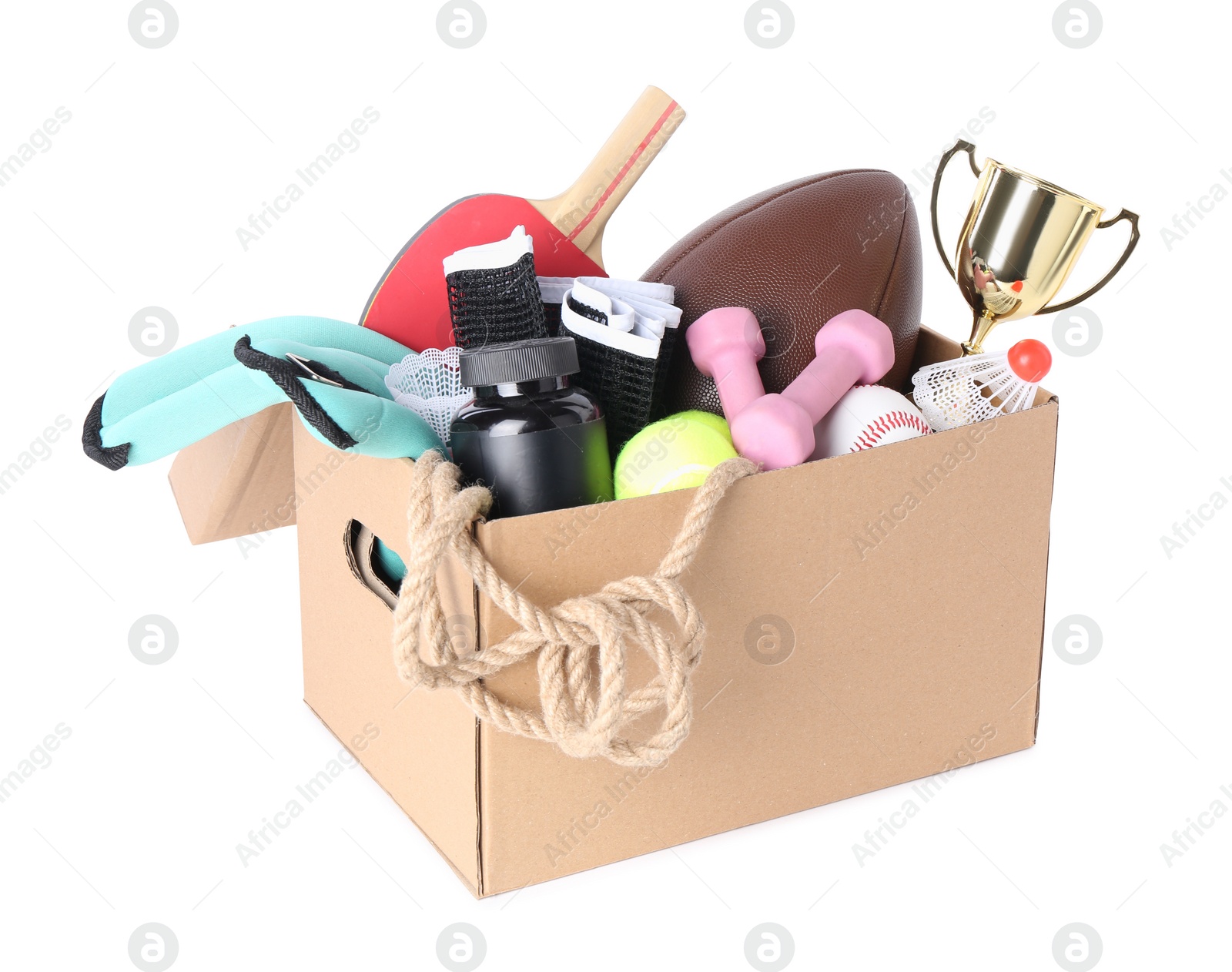 Photo of Box of unwanted stuff isolated on white