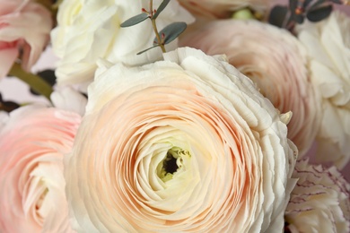 Beautiful delicate spring ranunculus flowers as background