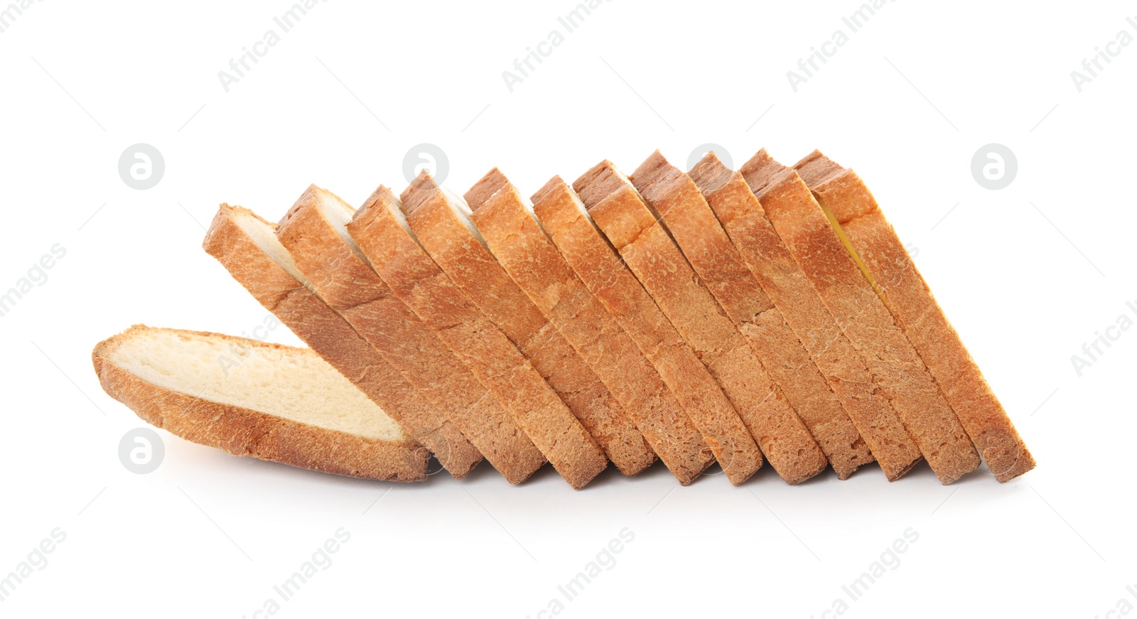 Photo of Fresh bread on white background. Baked goods