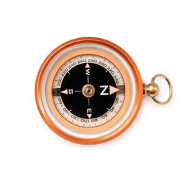 Photo of One compass isolated on white, top view