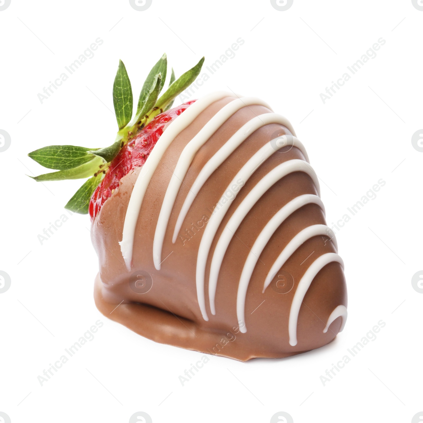 Photo of Delicious strawberry covered with chocolate isolated on white