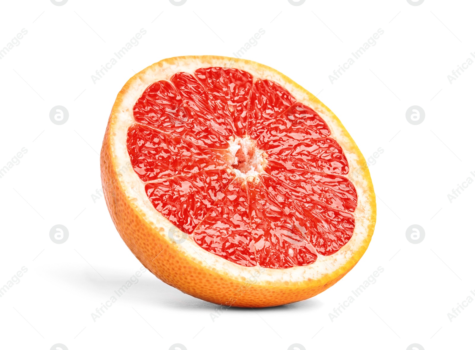 Photo of Half of ripe grapefruit isolated on white