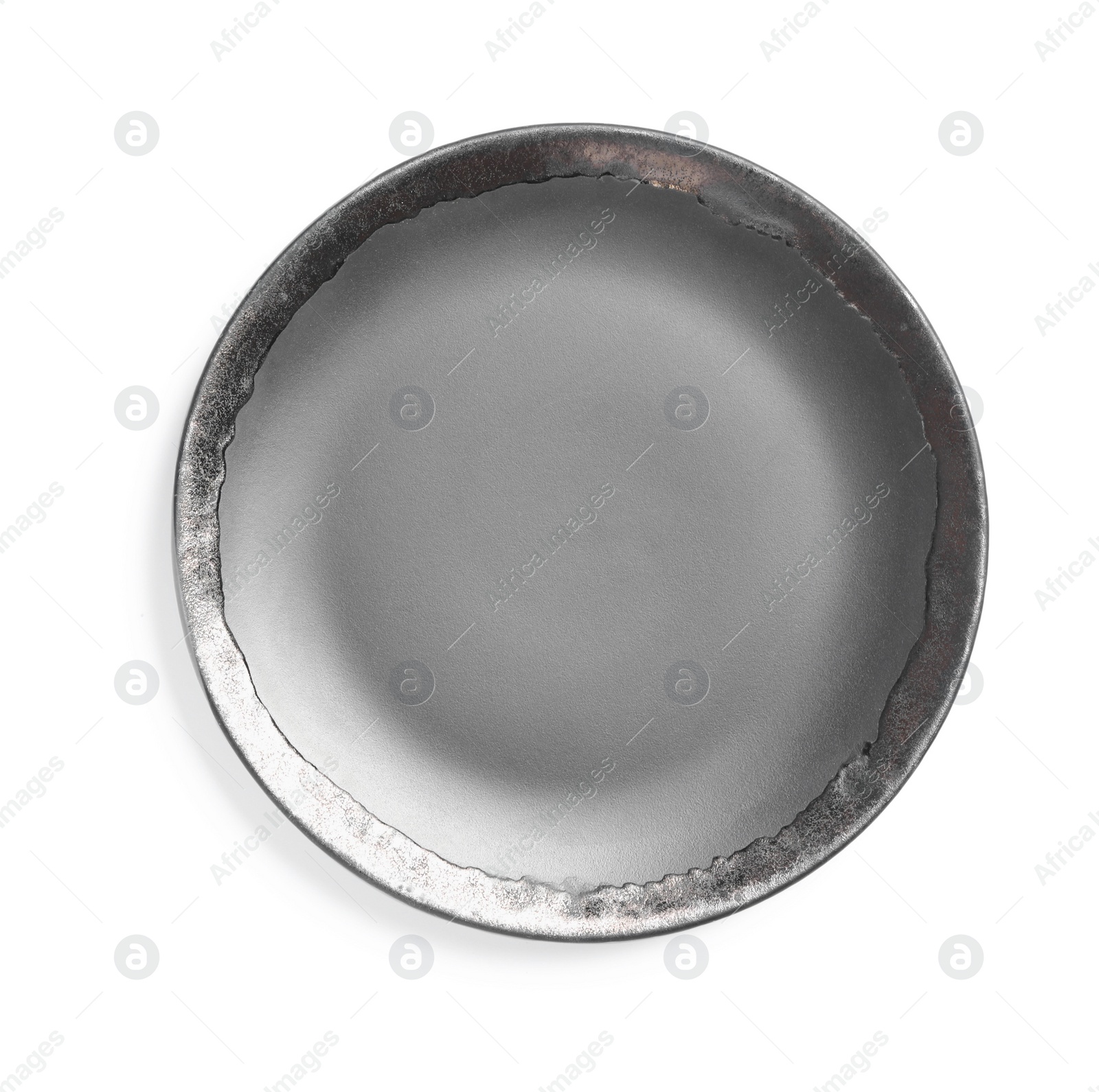 Photo of Empty clean ceramic plate on white background, top view