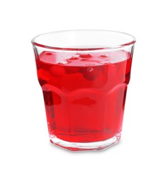 Tasty refreshing cranberry juice in glass isolated on white