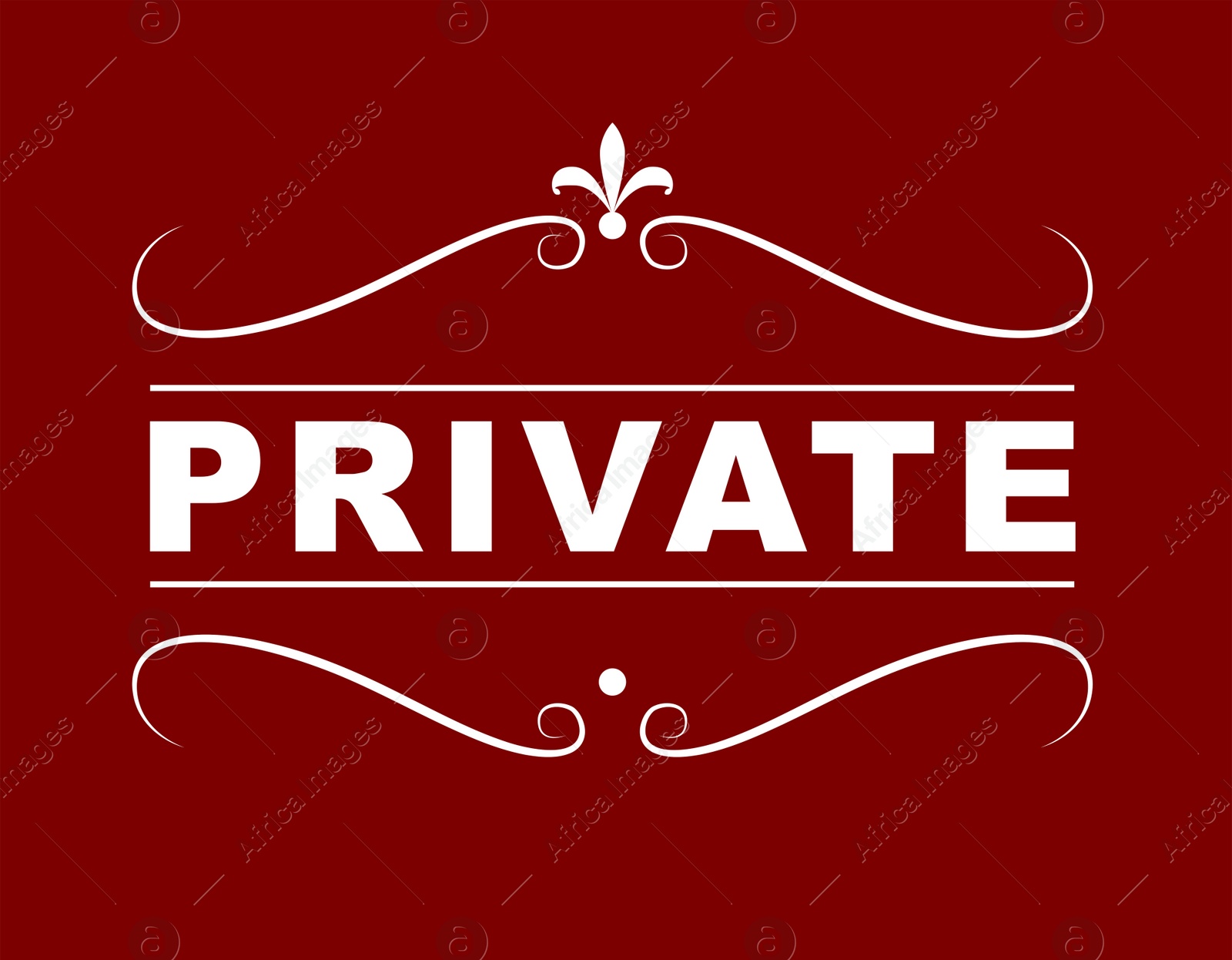 Illustration of Red and white sign with word Private