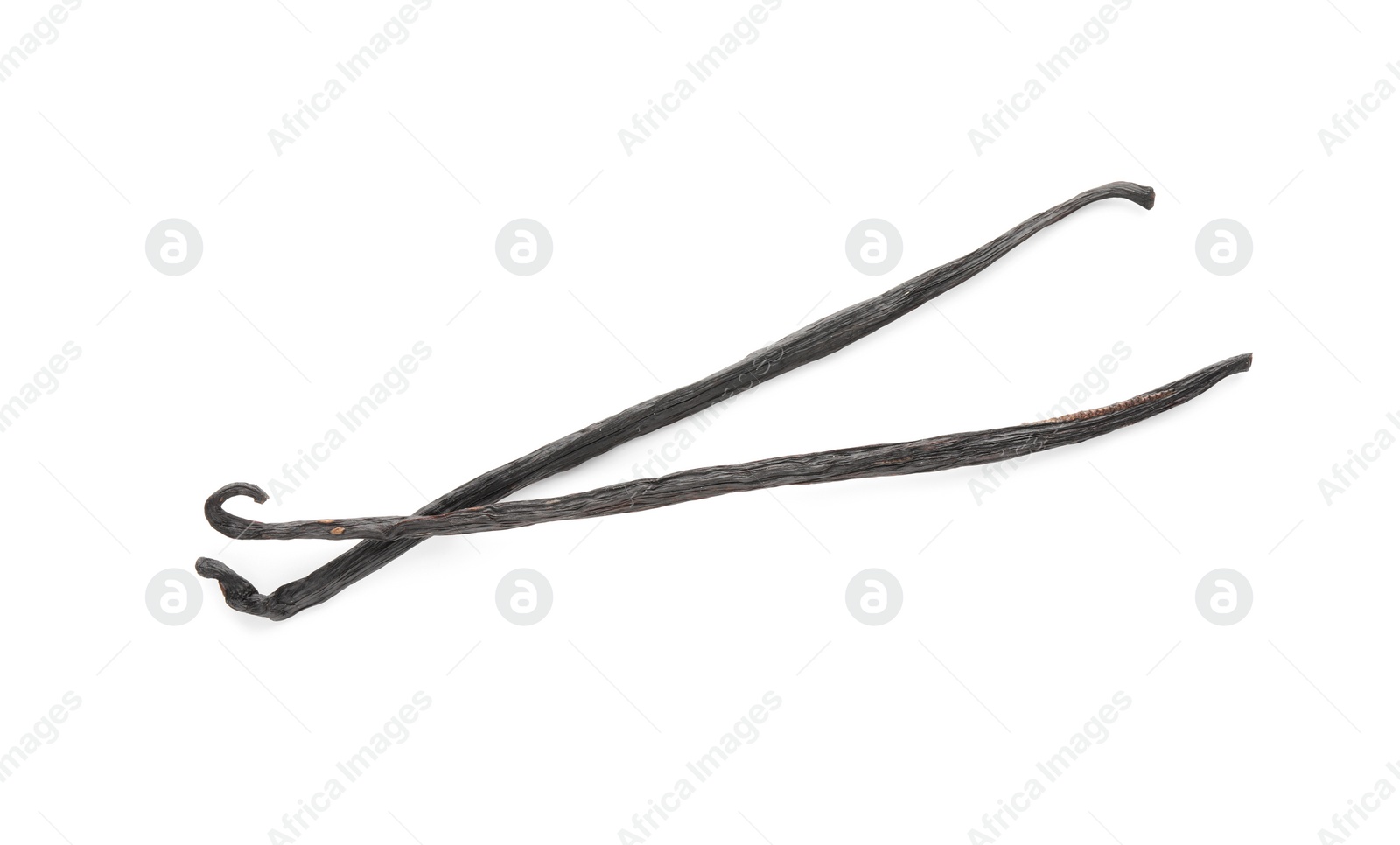 Photo of Two aromatic vanilla pods isolated on white