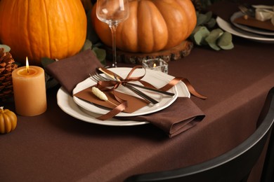Photo of Beautiful autumn place setting and decor on table