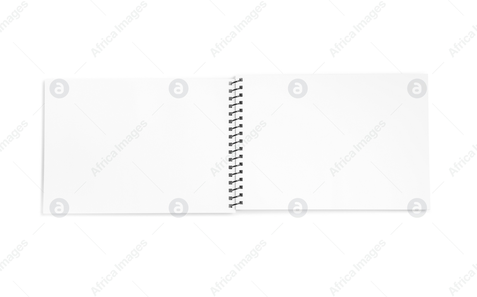 Photo of One notebook isolated on white, top view