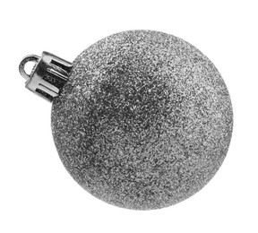 Beautiful silver Christmas ball isolated on white