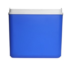 Photo of Blue plastic cool box isolated on white