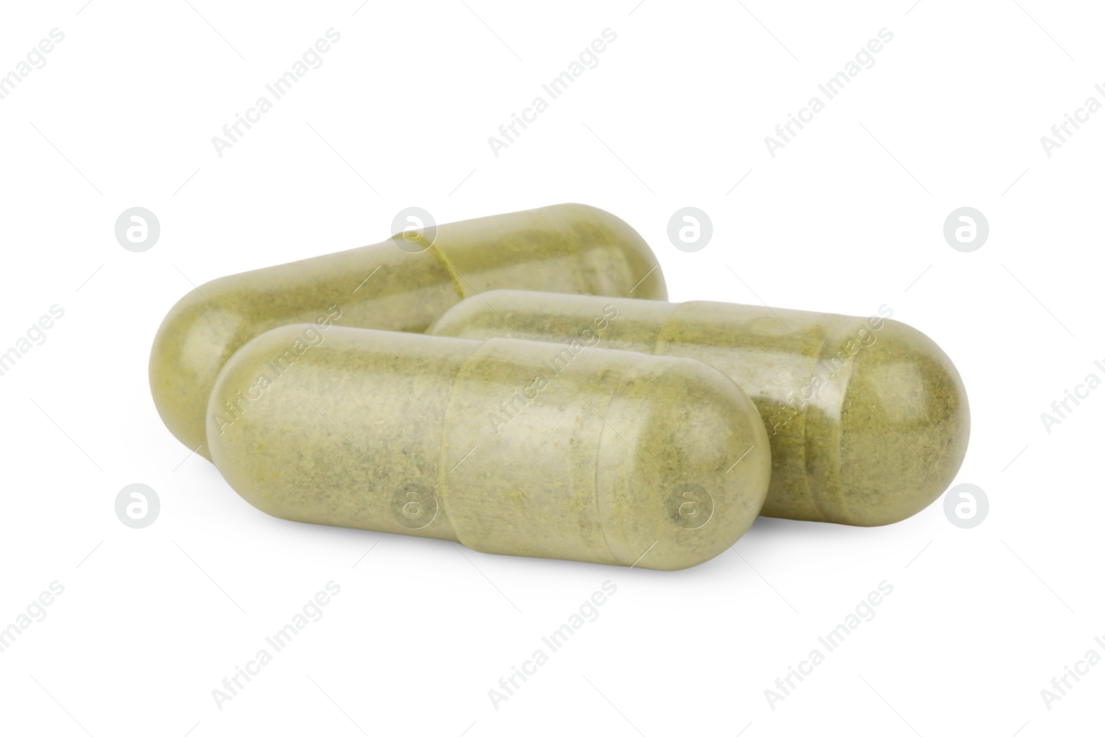 Photo of Vitamin capsules isolated on white. Health supplement