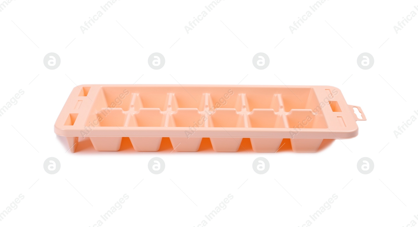 Photo of Empty ice cube tray on white background