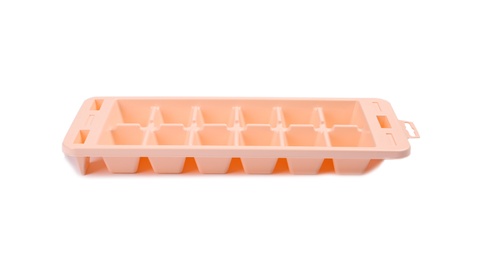 Photo of Empty ice cube tray on white background