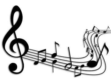 Illustration of Staff with treble clef and musical notes on white background