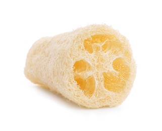 Photo of Loofah sponge isolated on white. Personal hygiene product